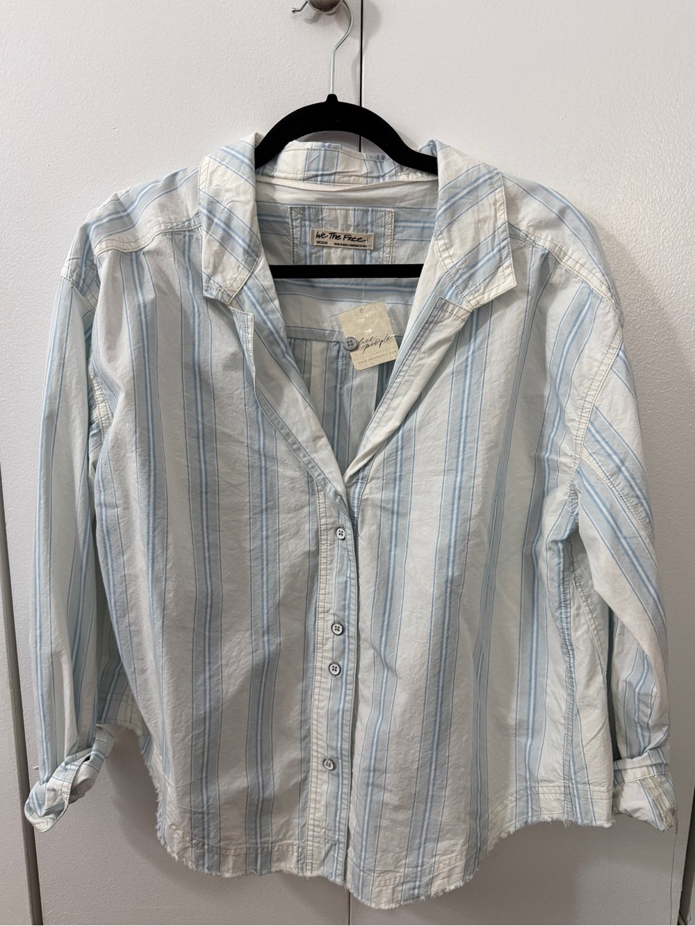 🆕 NWT Free People Light Blue Striped Button-Down Shirt